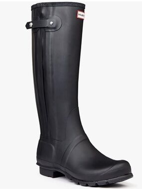 HUNTER Black Women's Original Thin Texture Zipper Rain Boots Size 7 With Socks